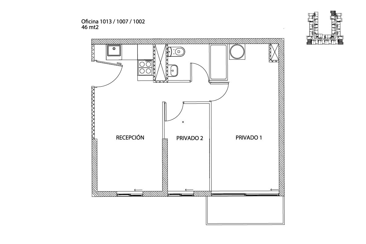 Oficinas con 2 privados