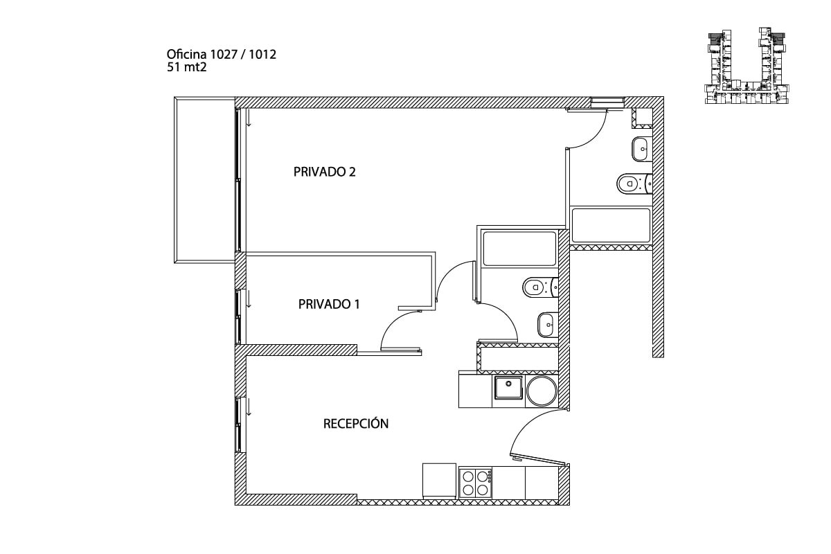 Oficinas con 2 privados