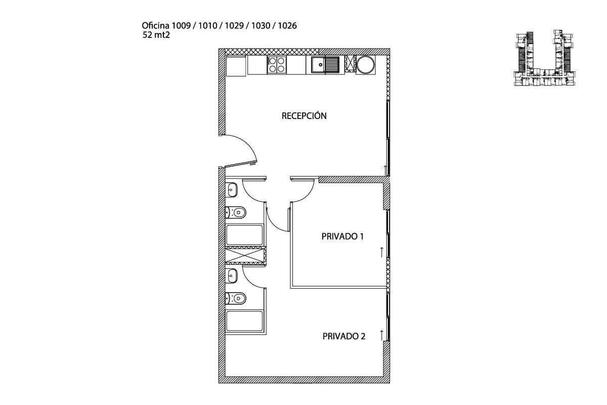 Oficinas con 2 privados