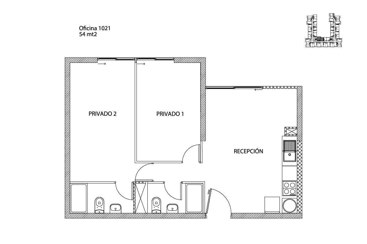 Oficinas con 2 privados