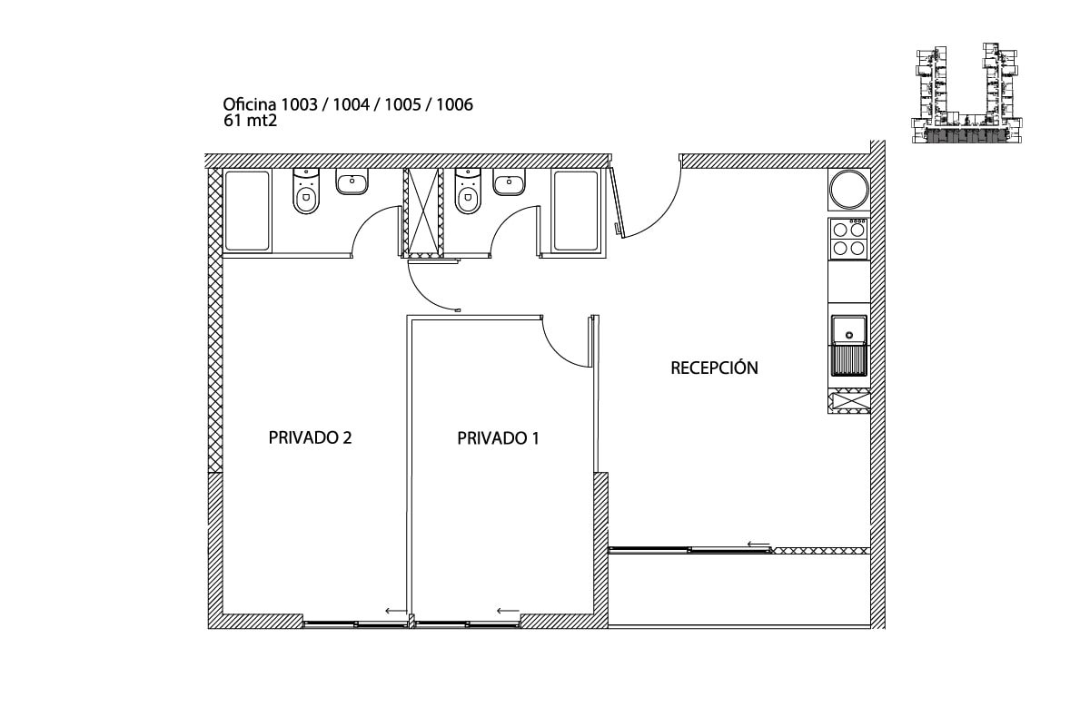 Oficinas con 2 privados